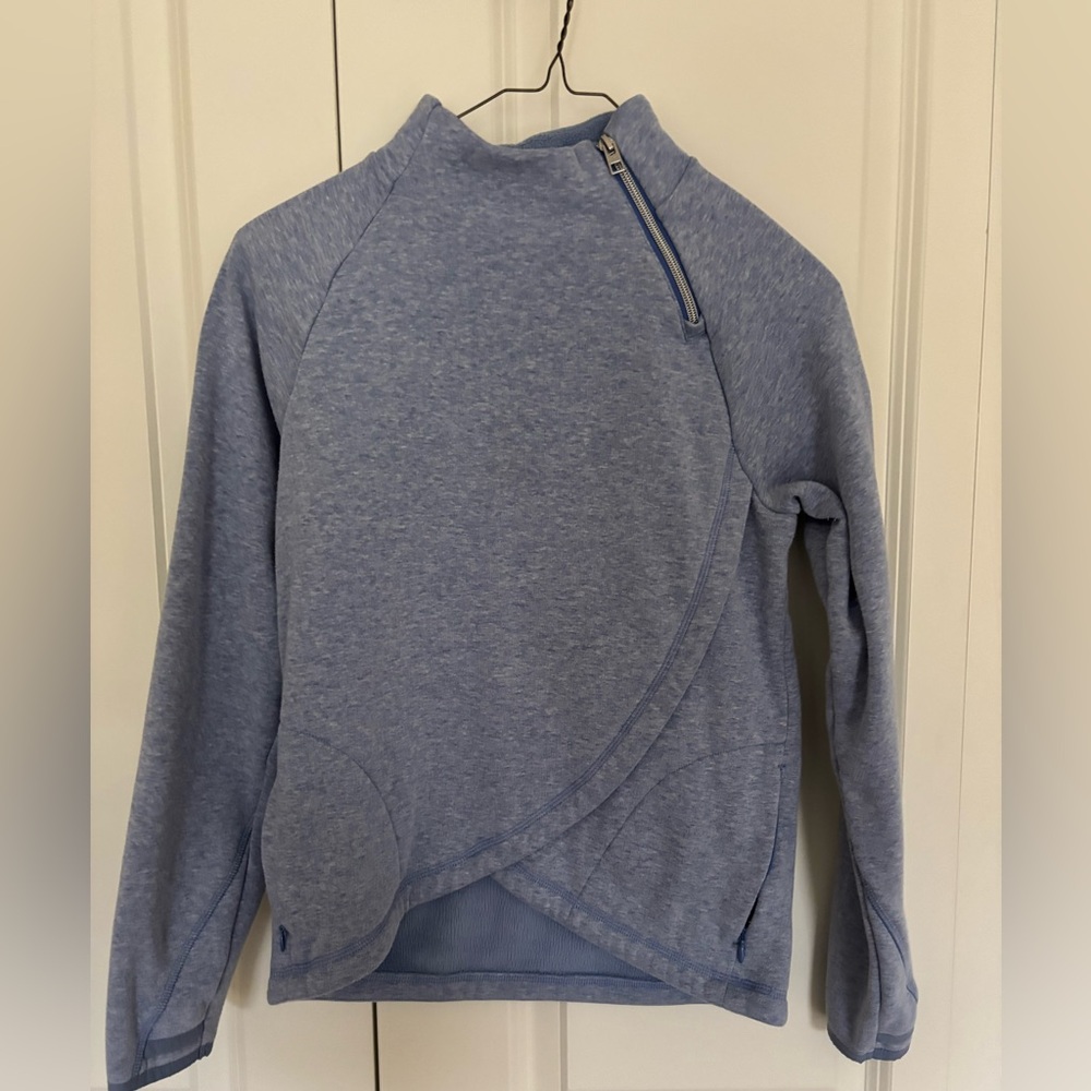 Girls Athleta girl athletic blue cozy karma wrap fleece sweatshirt sz 14